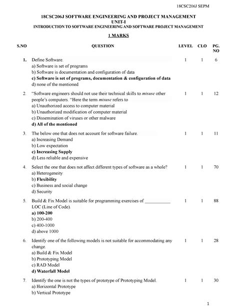Unit 1 - This notes are very important - 18CSC206J SOFTWARE ENGINEERING ...