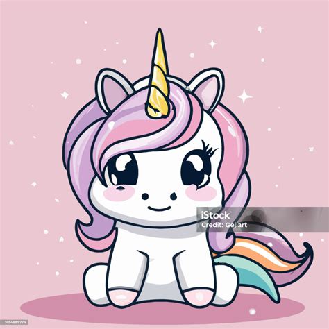 Cute Unicorn Illustration Unicorn Kawaii Chibi Vector Drawing Style Unicorn Cartoon Stock ...