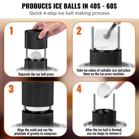 VEVOR Ice Ball Press, 2.4" Ice Ball Maker, Aircraft Al Alloy Ice Ball ...