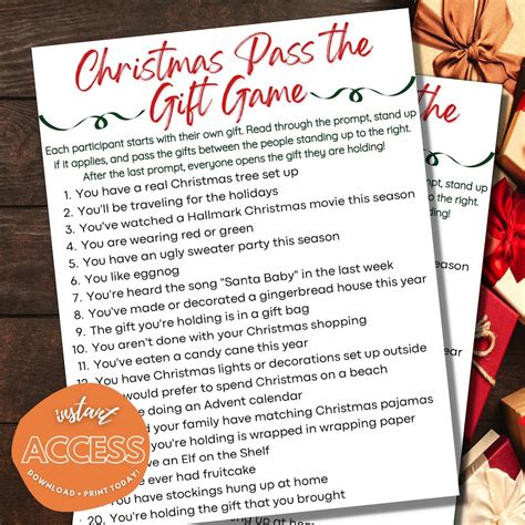 Christmas Pass The Gift Game Printable | Fanny Printable