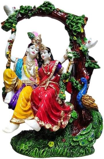 Buy PRATIMA Radha Krishna Idol on Swing jhula Polyresin Statue for ...
