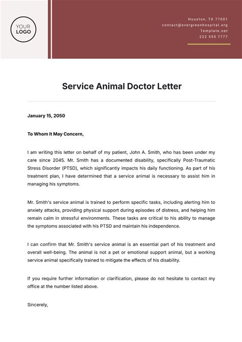 Free Doctor Letter for Service Dog Template to Edit Online