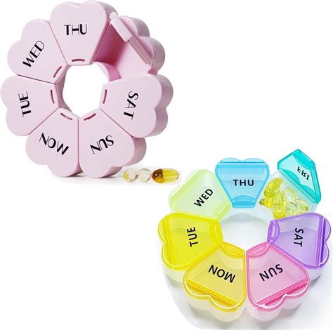 Amazon.com: MOLN HYMY Cute Weekly Pill Box 7 Day, Heart Shaped Pill ...