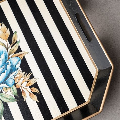 Peony Handpainted Serving Tray Blue Large – Amaara Home