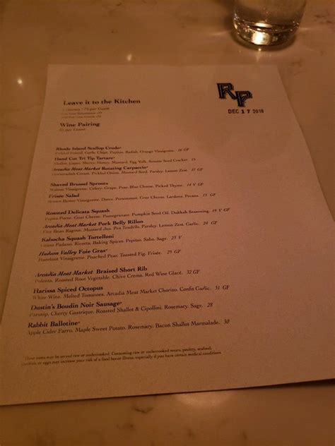 Menu at Restaurant Progress, Phoenix