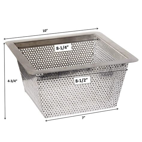 Stainless Steel Strainer Basket - 10" x 10" x 5" - Drain-Net Technologies