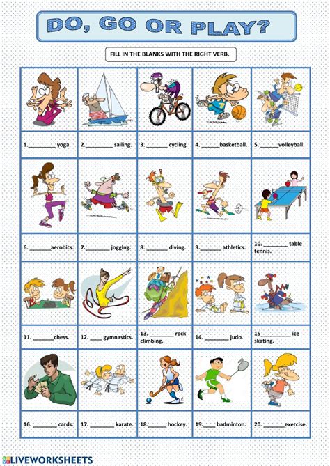 Playing Sports Worksheet 的图像结果