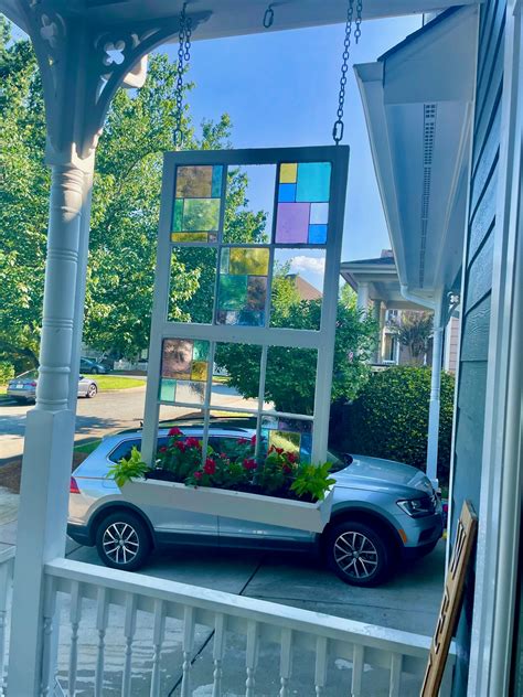 Made a Stained-Glass Old Window Hanging Planter Box. : r/DIY