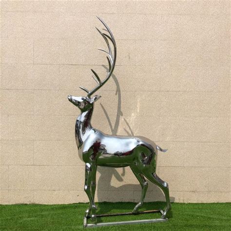 不锈钢几何小鹿 公园动物摆件-宏通雕塑