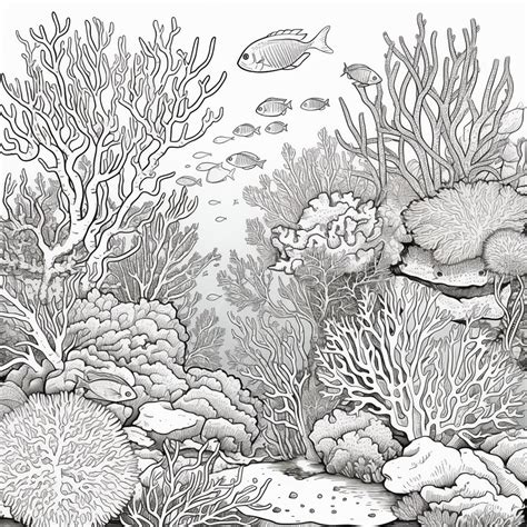 Coloring pages of coral reefs and fish generative ai | Premium AI ...