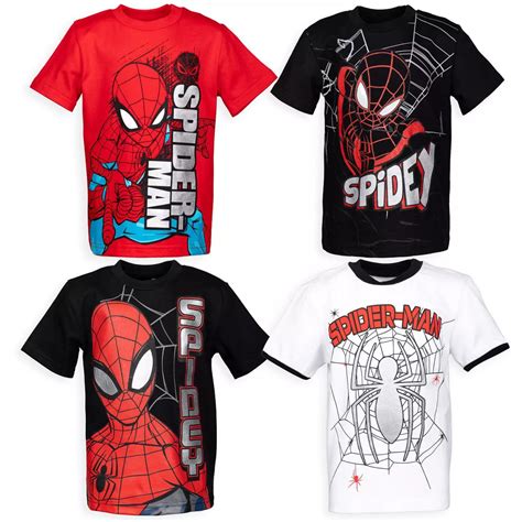 Marvel Spider-Man Big Boys 4 Pack Pullover T-Shirts Spidey 10-12 ...