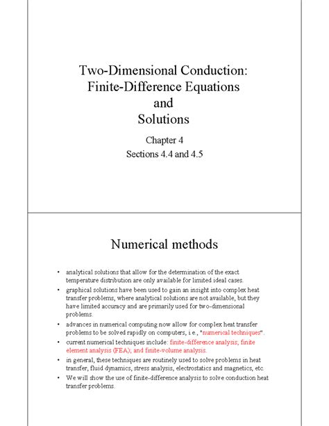 FDM Chapter 4: Finite-Difference Equations for 2D Heat Transfer - Studocu