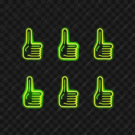 Conception au néon de l'icône emoji du pouce en l'air avec l'encouragement de l'approbation et ...