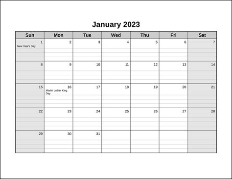 CalendarsThatWork.com - Room for Notes