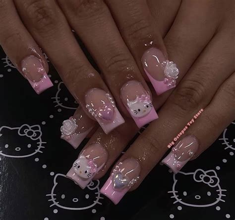 Sanrio Hello Kitty Short Sanriod HelloKitty Bowknot Press On Nails ...