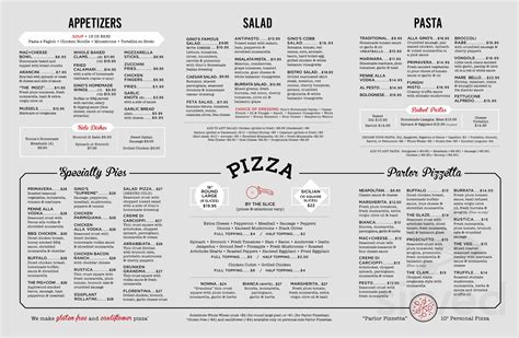 Gino's Parlor Of Sandy Hook menu in Sandy Hook, Connecticut, USA