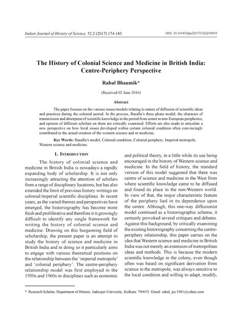 The History of Colonial Science and Medicine in Br - Indian Journal of ...