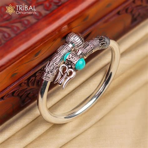 925 sterling silver lord Shiva trident kada, bangle Trishul bracelet ...