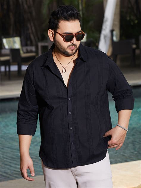 Instafab Plus Men's Onyx Black Swirl-Tactile Shirt