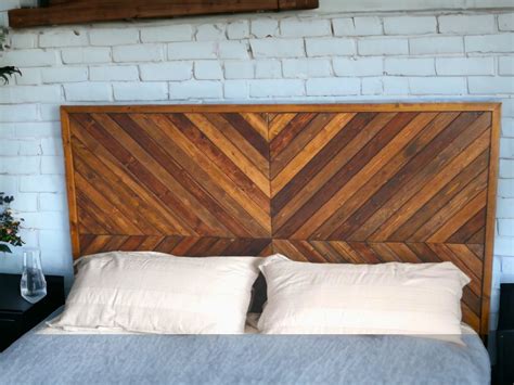 Reclaimed Wood Chevron Herringbone Headboard Upcycled Bedroom Furniture ...