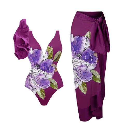 Brnmxoke Women's Swimsuit Bodysuit Sleeveless 3D Flower Print Bikini ...