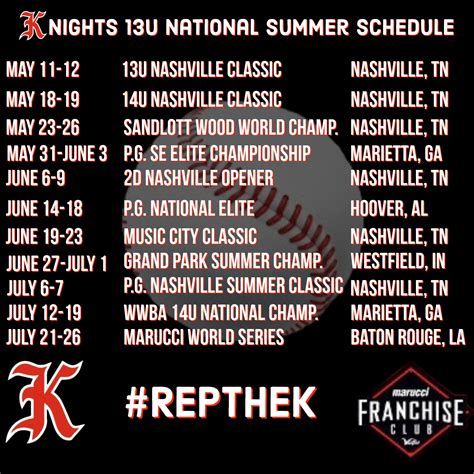 Knights Baseball Schedule