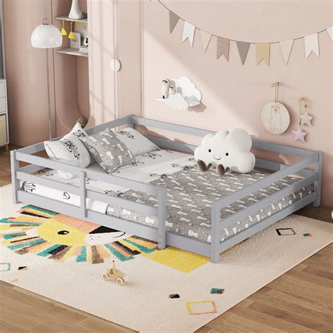 Queen Size Bed Frame Full Size Floor Bed, Montessori Floor Bed with ...