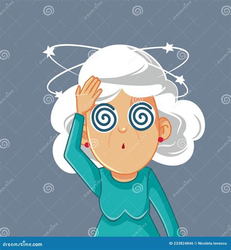 Nausea Senior Woman with Dizziness and Headaches Vector Cartoon Stock Vector - Illustration of ...