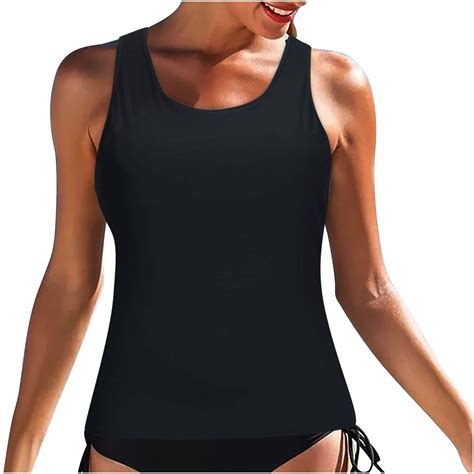 TMOYZQ Tankini Swimsuits for Women Drawstring Athletic Tankini Top with ...