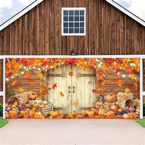 Amazon.com: Fall Garage Door Banner, Thanksgiving Door Decorations ...
