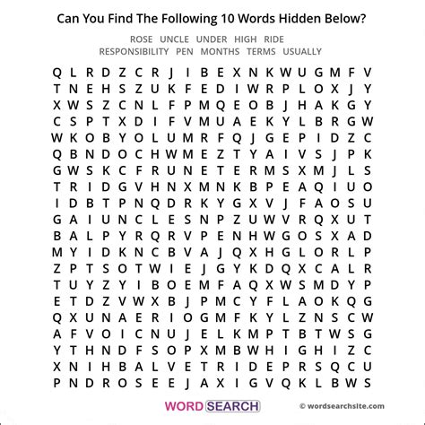 Difficult Random Word Search 256 - Rose, Uncle, Under, High, Ride ...