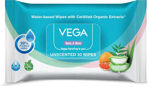 Buy Vega Baby & Mom 99% Pure Water Wipes - 30 Piece|Wipes for Delicate ...