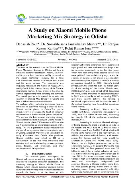 A Study on Xiaomi Mobile Phone Marketing Mix Strategy in Odisha ...