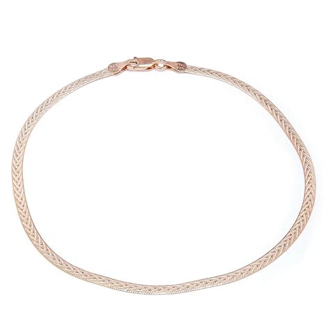 ZAVYA 925 Sterling Silver Rose Gold Plating Braided Abstract Anklets ...