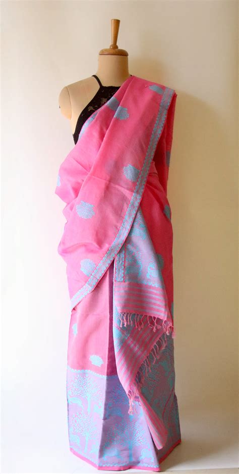 Pink Cotton Silk Handloom Mekhela Chador Set – korobidesign