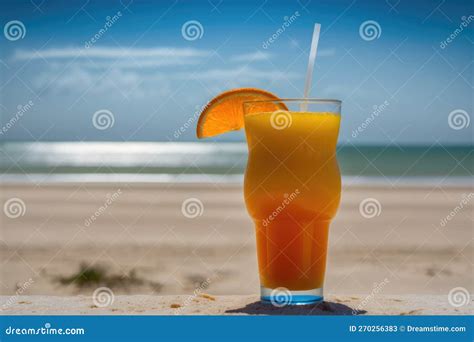 Cold Orange Juice on the Beach Stock Illustration - Illustration of ...