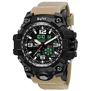Buy Sylvi Analogue-Digital Sporty Black Dial Beige(Cream) Rubber Strap ...