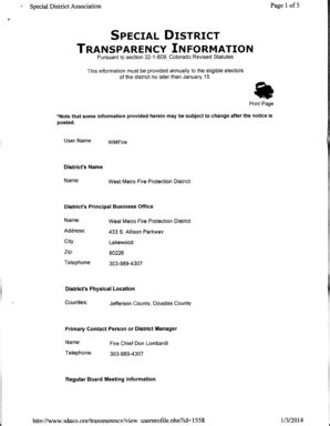 Fillable Online publicnotices douglas co 1-7-14 West Metro Fire ...