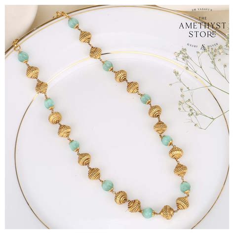 Buy Mirnali Bead Chain | 92.5 Gold Plated Bead Chain Online – The ...