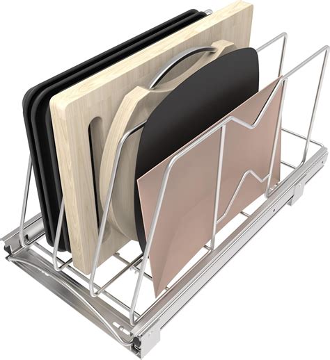 Pull Out Cookie Sheet Organizer for Cabinet, Pan and Pot Rack, Cutting ...