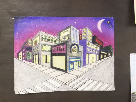 2 Point Perspective City Colored