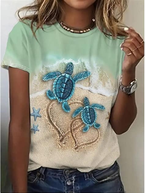 Women's T Shirt Floral Graphic Rose Elegant Vintage Fashion Short ...