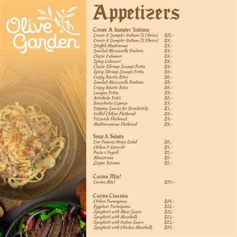 Printable Menu For Olive Garden