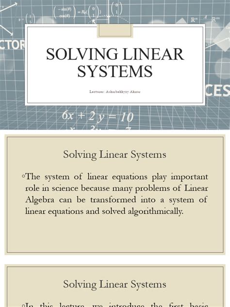 Image result for Solving Linear Systems