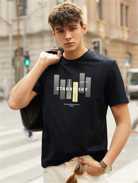 Men Slogan & Geo Print Tee | New t shirt design, Tshirt design men ...