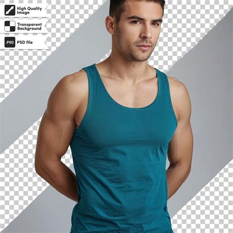 A man in a green tank top poses for a photo | Premium AI-generated PSD