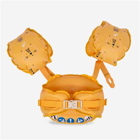 Kids’ progressive swimming pool armbands-waistband - Tiswim yellow lion