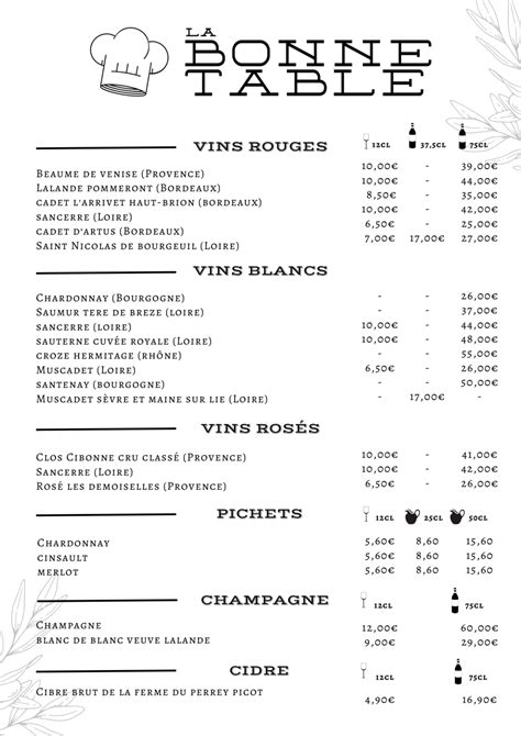 Menu 2024 - La Bonne Table in Villers-sur-Mer | TheFork