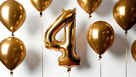 Golden balloons with number 4 | Premium AI-generated image