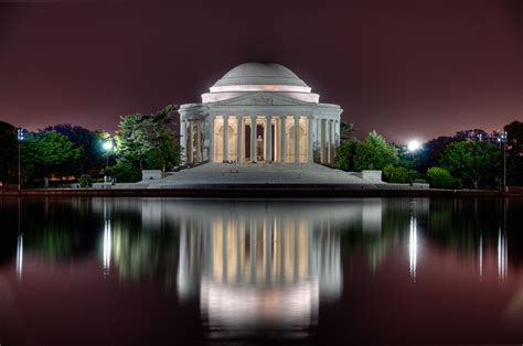 Jefferson Memorial at Night with Reflection